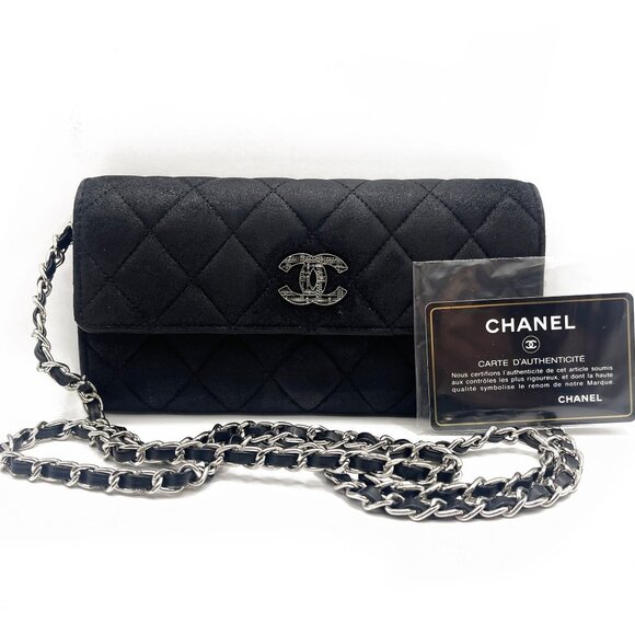 Authentic CHANEL CC Wild Stitch Lambskin Wallet on Chain Shoulder Crossbody - Picture 1 of 14